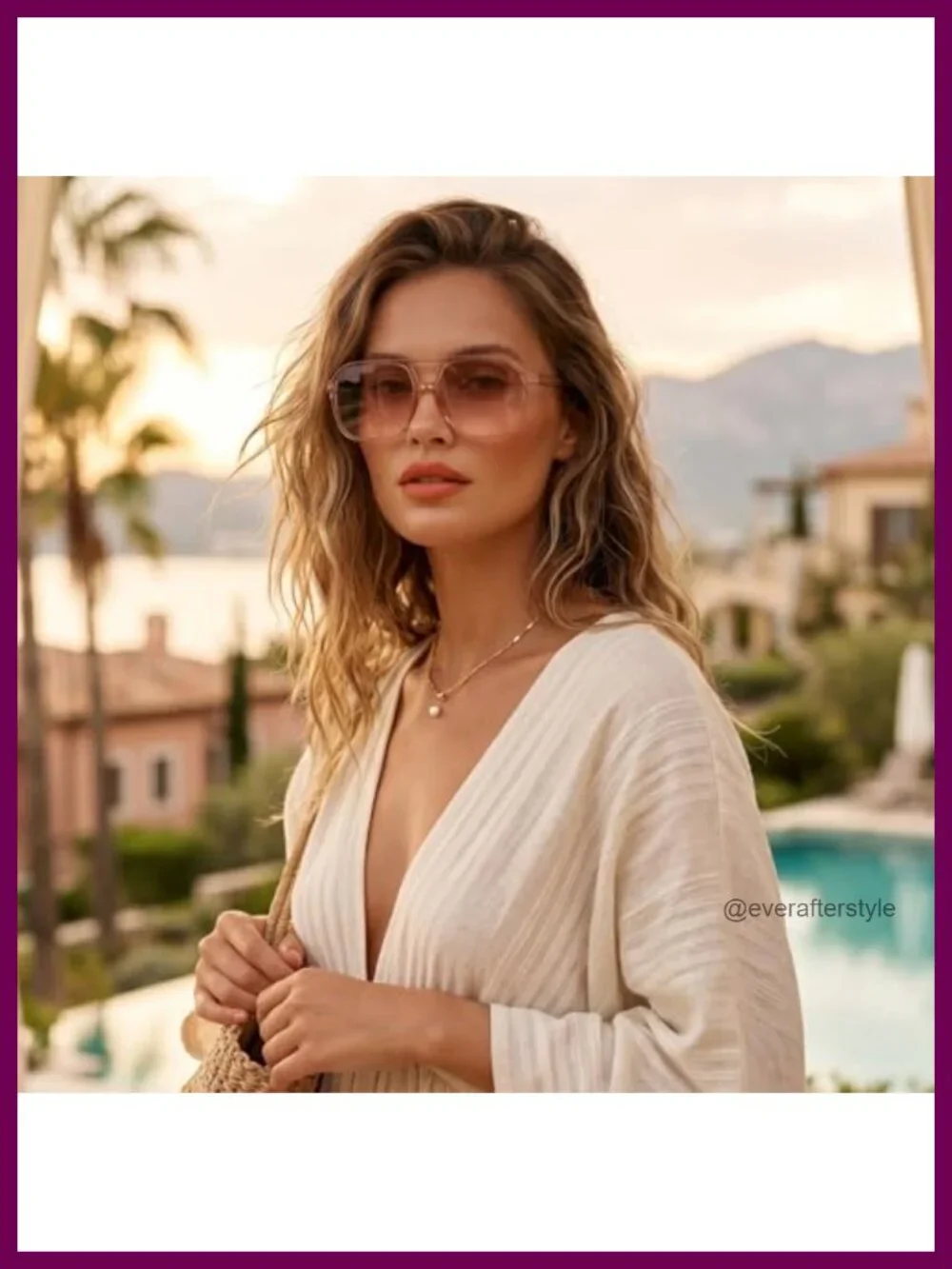Oversized Retro Clear Aviator Sunglasses UV400 Women Men Square Frame